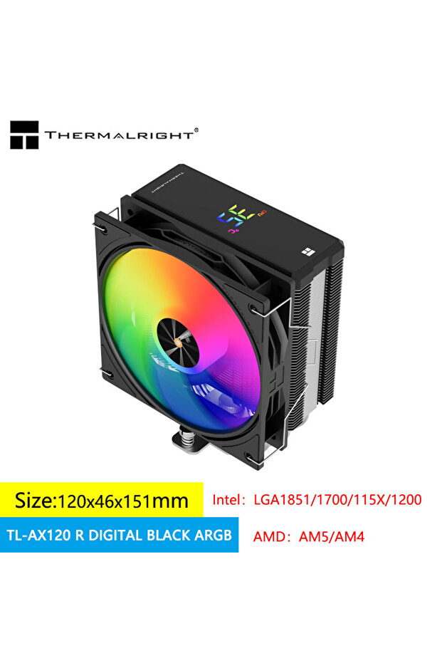 AS SHOW AS SHOW Black--ARGB Thermalright AX120-R 4 Heat Pipes CPU Cooler ARGB PWM Professional Digit - 1