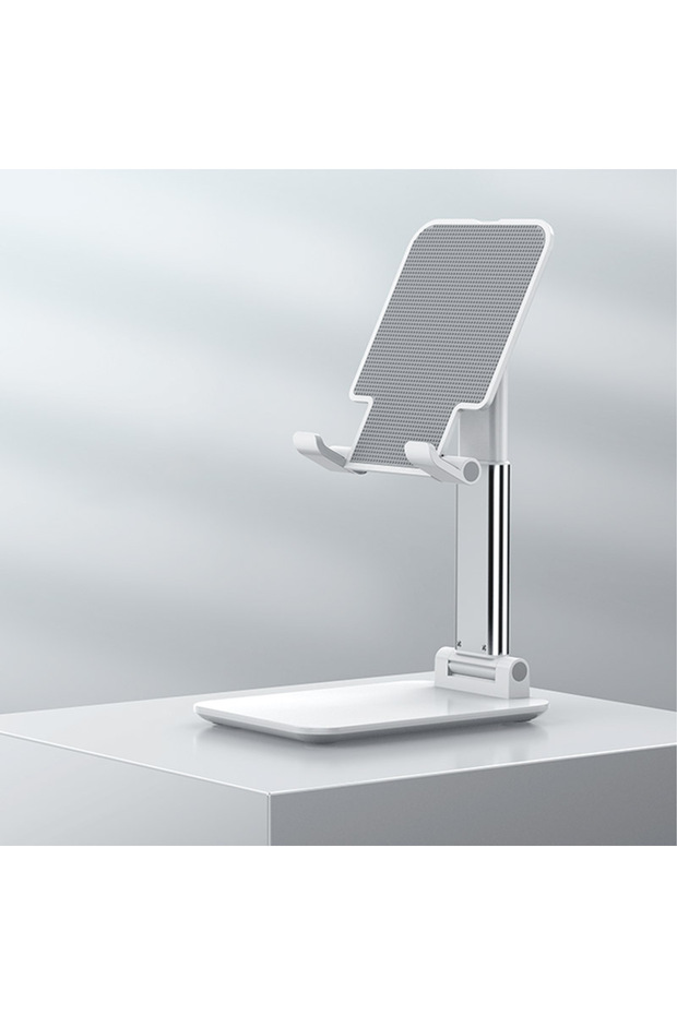 White Foldable ABS Desktop Mobile Phone Stand For iPad iPhone 16 15 Smartphone Support Tablet Desk C - 1