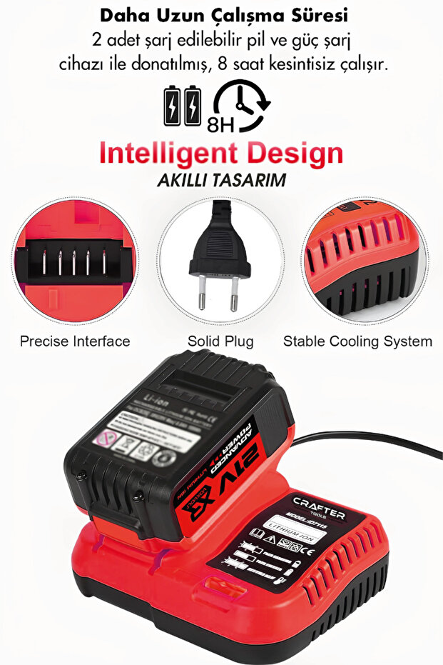 21V 6 Başlıklı Set Taşlama Somun Sıkma&Hava Pompası&Tilki Kuyruğu&Dal Budama&Darbeli Şarjlı Matkap - 2