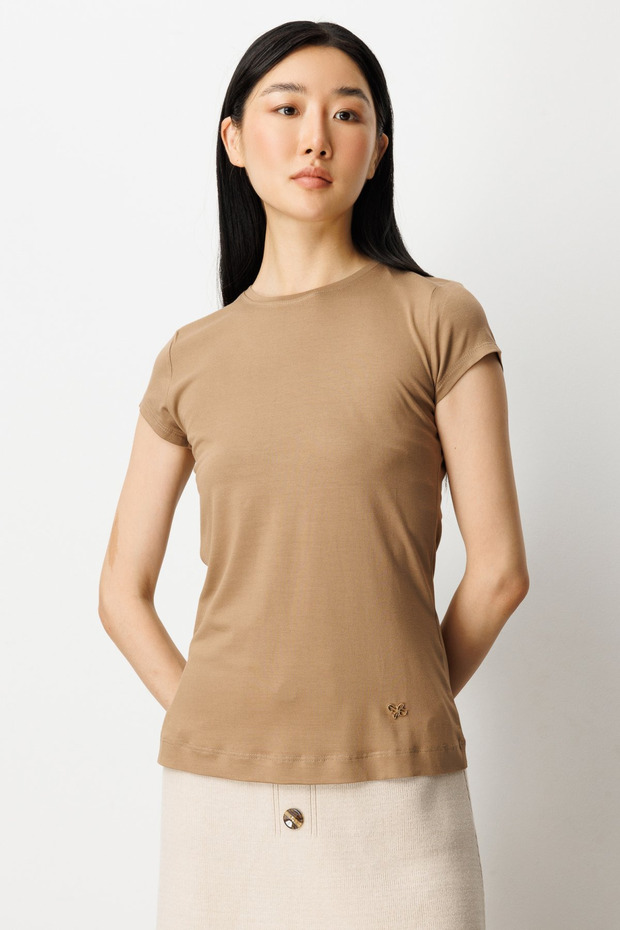 Zero Neck Moon Sleeve Basic Blouse - 1