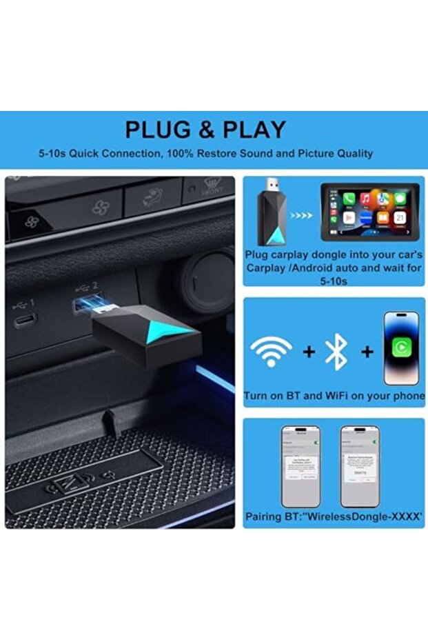 Wireless CarPlay Adapter for OEM Wired Carplay/android Auto to Wireless Connection - 8