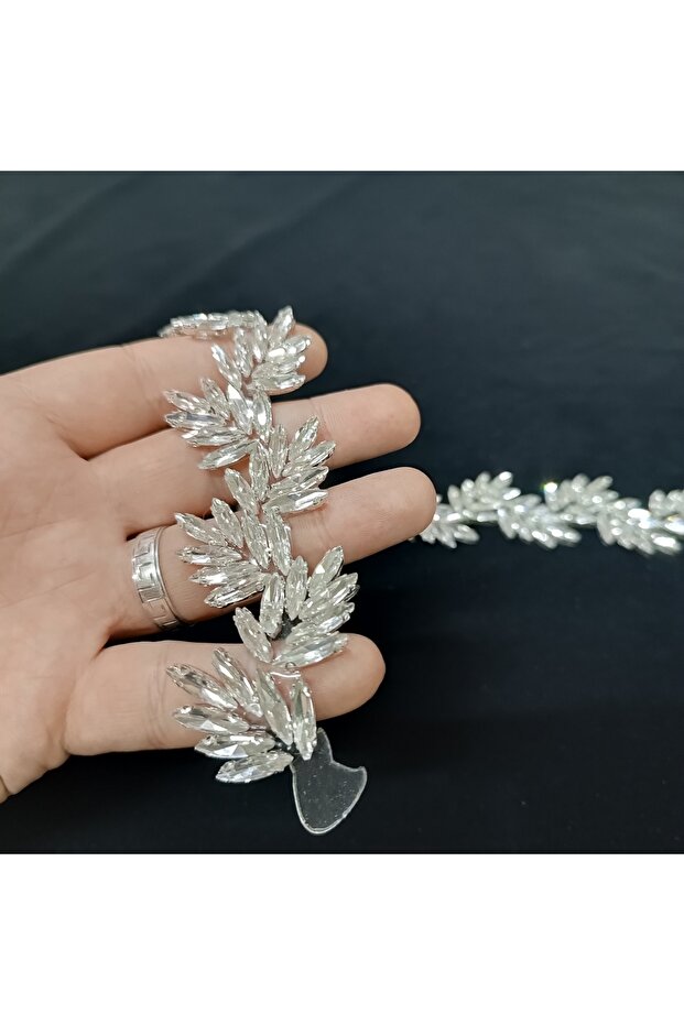 Crystal Stone Iron-On Applique Strip Sparkling Evening Dress 50cm