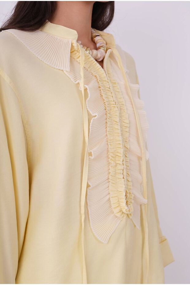 Pilise Detaylı Bluz Soft Sarı - 5