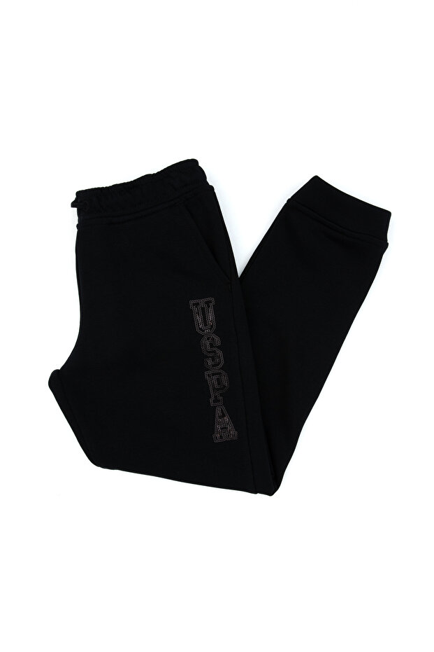 Girls Black Sequin Embroidered Jogger Sweatpants 50314471-Vr046