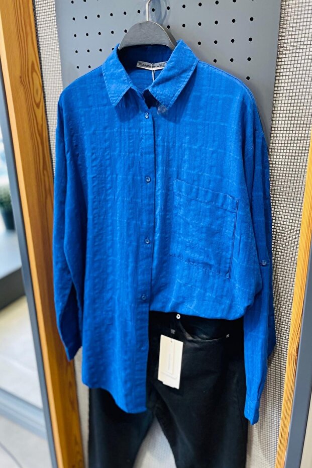 Women's Parliament Oversize Pocket Detailed Textured 100% Cotton Shirt (Buy 1 Size Small)