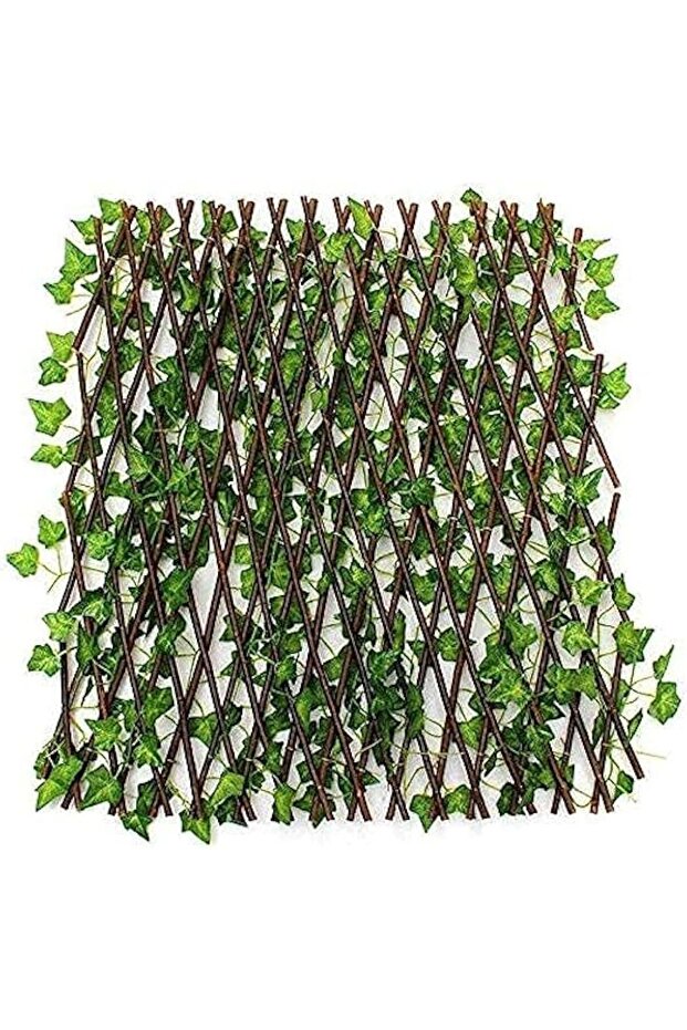 FFD Wooden Trellis with Artificial Leaves Privacy Fence