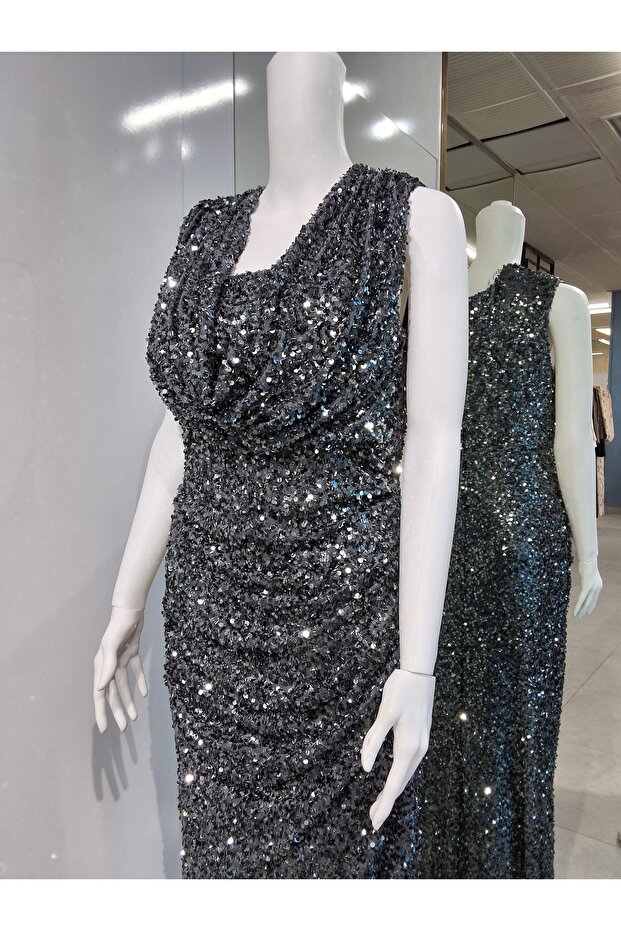 PAYETLİ DRAPE YAKA UZUN BATTAL ABİYE - 3