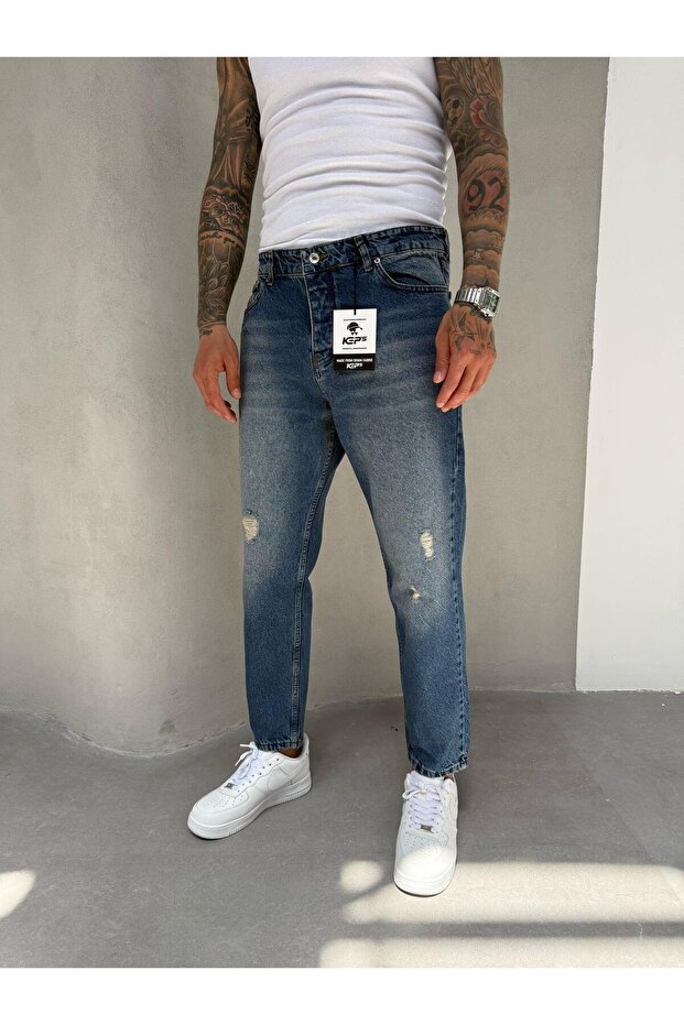 Dark Wash Laser Boyfriend Jeans