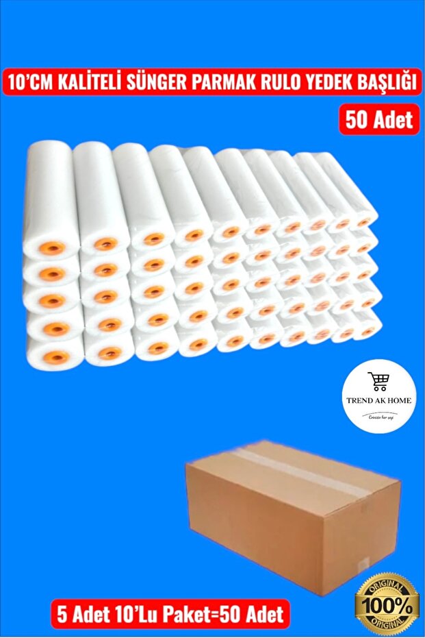 10’CM YÜKSEK KALİTELİ SÜNGER PARMAK RULO YEDEK BAŞLIĞI (50 ADET ) - 1