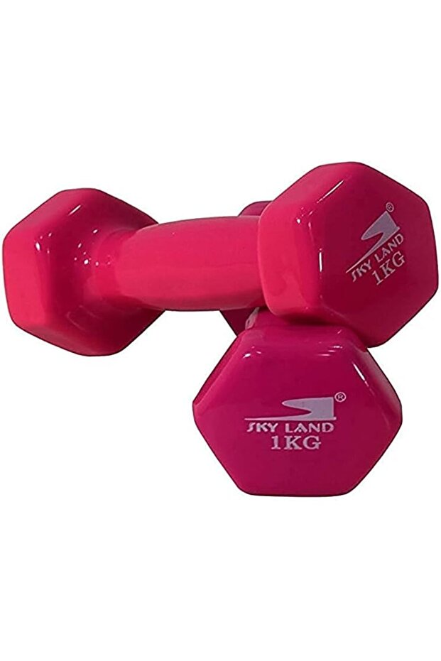 Vinyl Dumbbells EM-9219R-1 Set of 2 Non-Slip 1KG Each for Fitness, Pilates & Home Gym