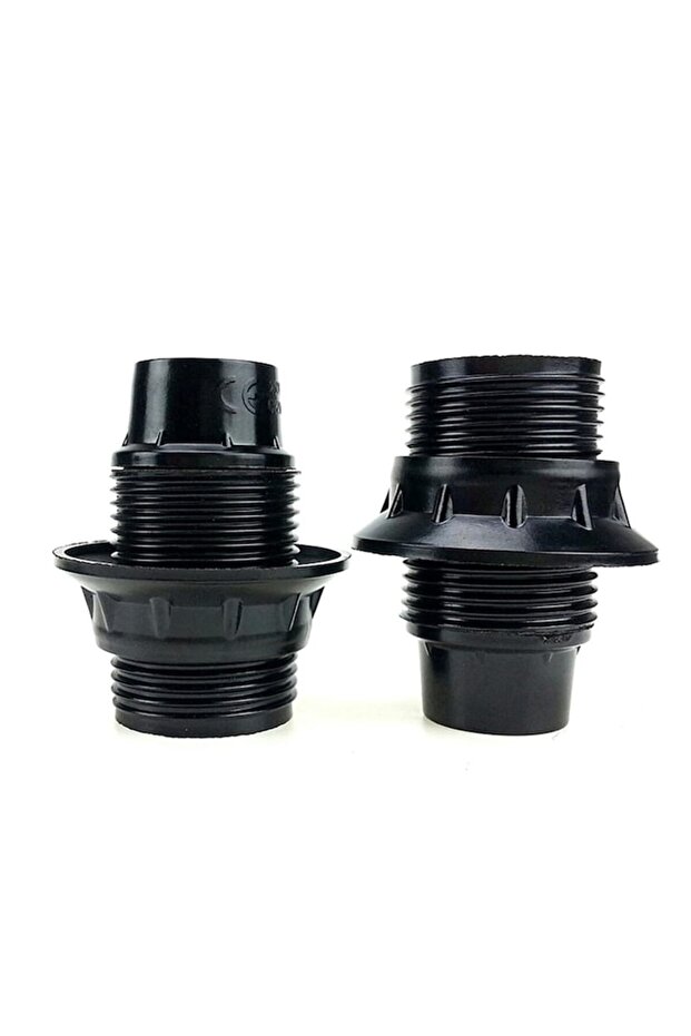 Bulb Socket, E14, Plastic with Skirt, Black - 3
