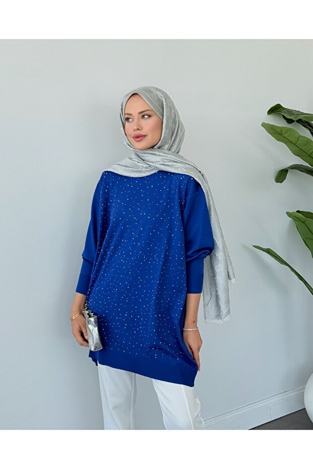 Taşlı Merserize Tunik - 1