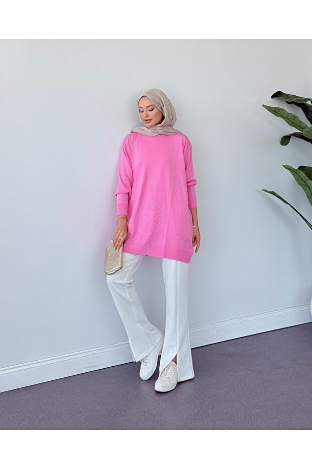 Taşlı Merserize Tunik - 4