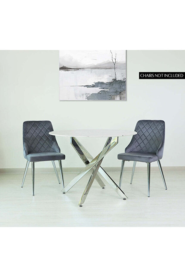 طاولة طعام دافوس المستديرة بتأثير الرخام - 2