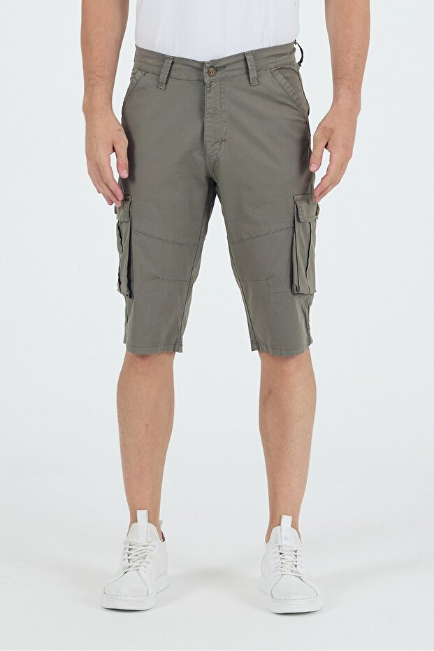 Men's Cargo Pocket Knee Length Shorts Color Bermuda Capri