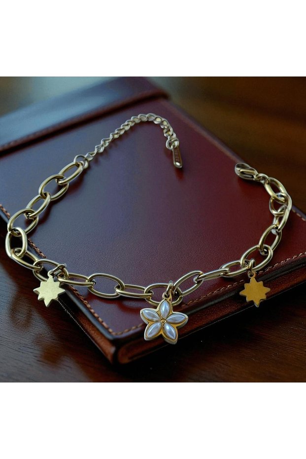 Steel Bracelet Tarnish-Free Antiallergic Flower Figured (2 Years Importer Guaranteed)