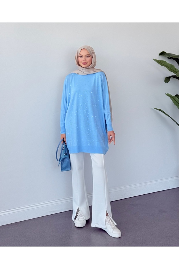 Taşlı Merserize Tunik - 5