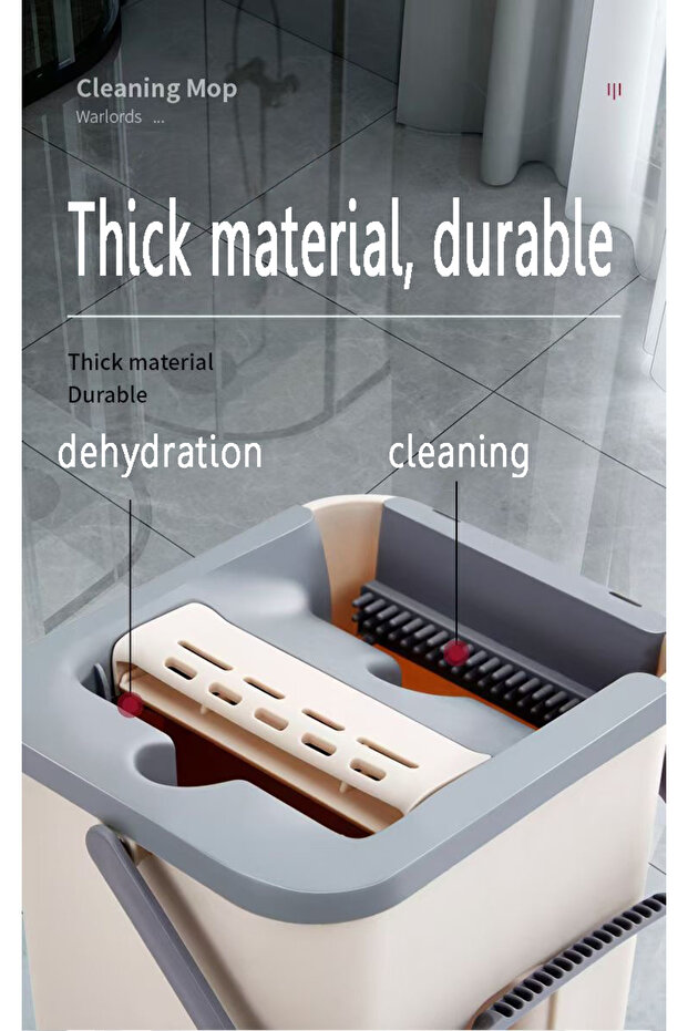 Mop and Bucket Set with Wringer Dual-Chamber Design for Washing and Drying – Includes 2 Mop Refills - 2