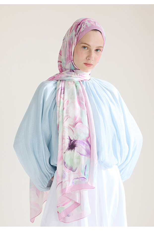 SOFT FLORA FLOŞ VİSKON ŞAL GÜLPEMBE - 2