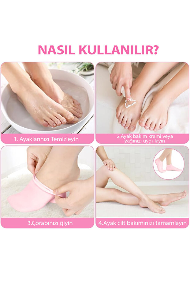 Silikon Ayak Bakım Çorabı Nemlendirici Jel Çorap Ölü Deri Atıcı Çatlak Önleyici Çorap Ayak Bakımı - 6