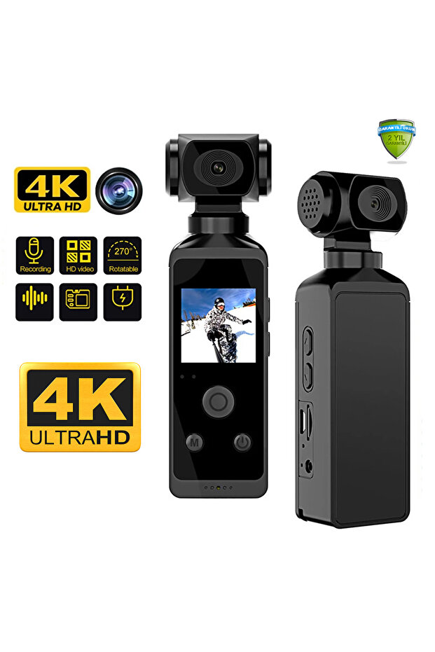 ROBEVE 4K Ultra HD Aksiyon Kamerası – 270° Geniş Açı - Döner Klips - Su Geçirmez Kılıf - WiFi Kamera