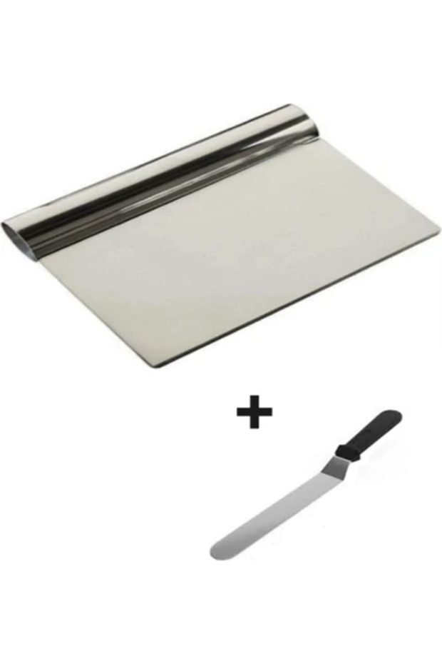 Cake Spatula + Steel Spatula Dough Scraper Set of 2 Stainless Steel