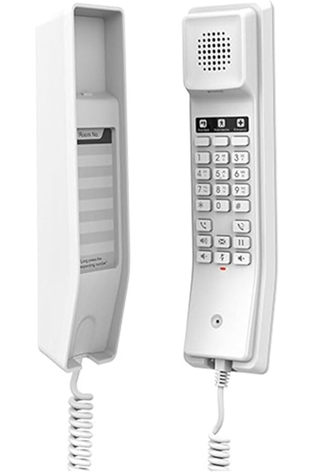 هاتف فندقي صغير الحجم GHP610W مزود بشبكة واي فاي مدمجة، لون أبيض