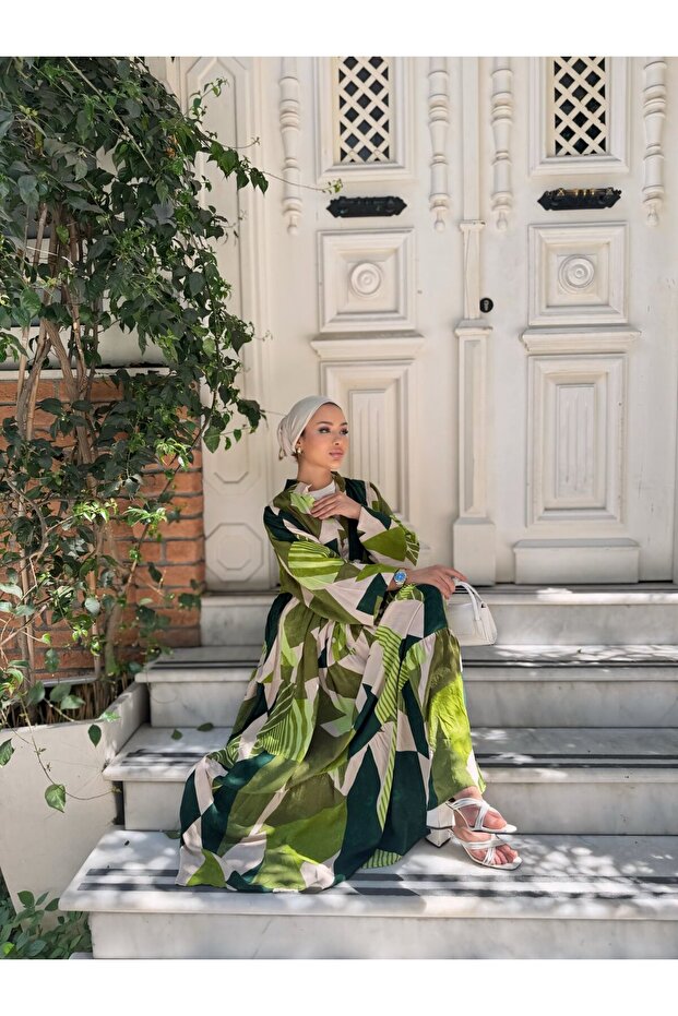 فستان فيسكوز بنمط هندسي - 2