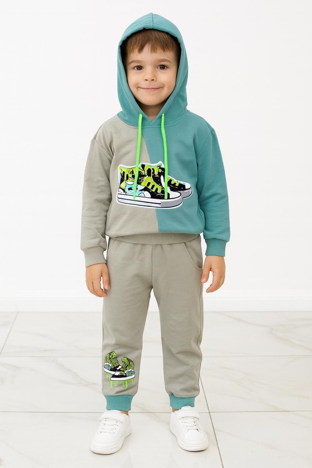 طقم رياضي رجالي مطبوع بخيطين - 1