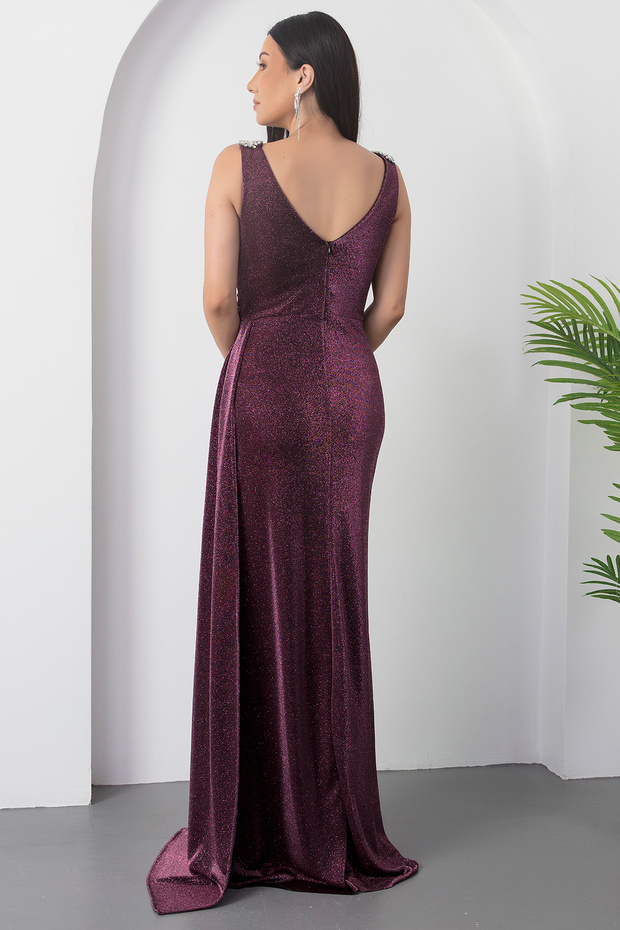 Rochie de seara argintie cu umeri 39844 - 7