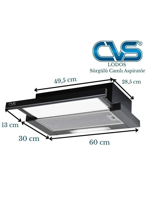 DN 1147 LODOS Sürgülü Camlı Tek Filtre Aspiratör - 3