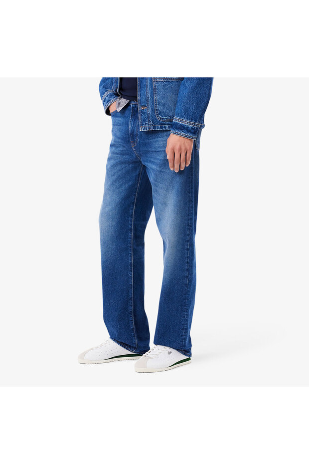 Erkek Straight Fit Lacivert Jean Pantolon - 2