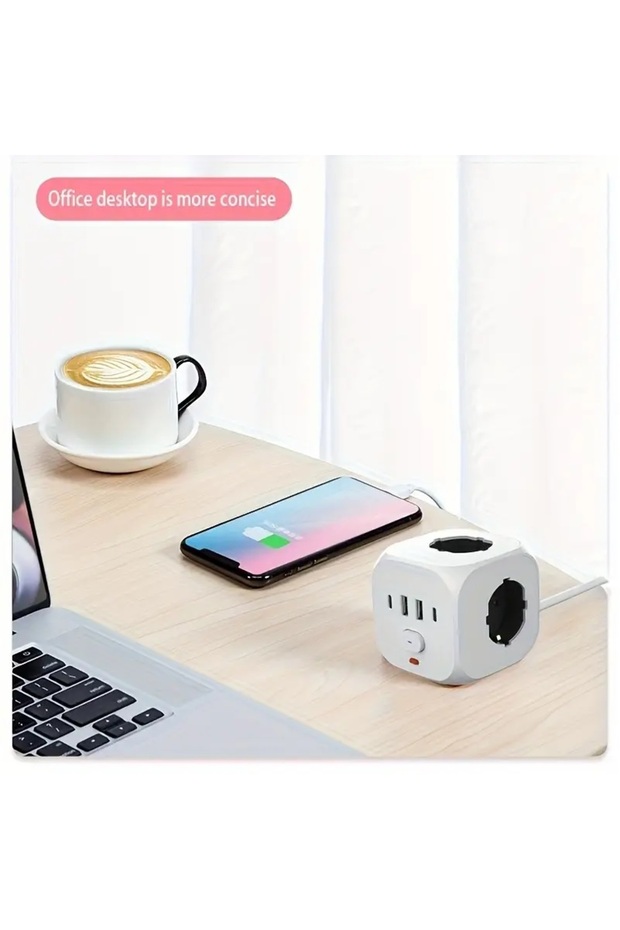 7 in 1 Cordless Portable Wall Power Cube, Power Station with 3 AC Outlets and 4 USB Ports, (EU Plug) - 3