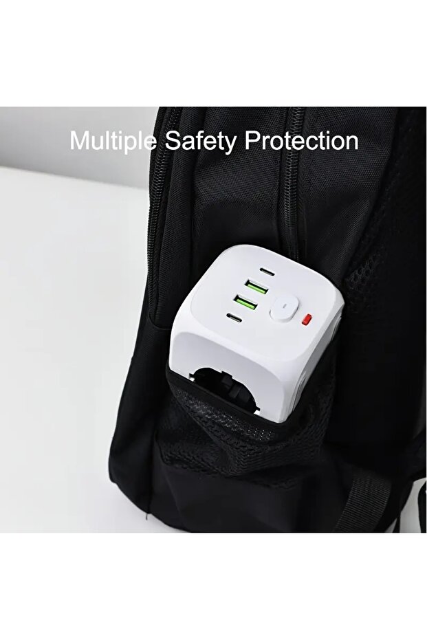 7 in 1 Cordless Portable Wall Power Cube, Power Station with 3 AC Outlets and 4 USB Ports, (EU Plug) - 4