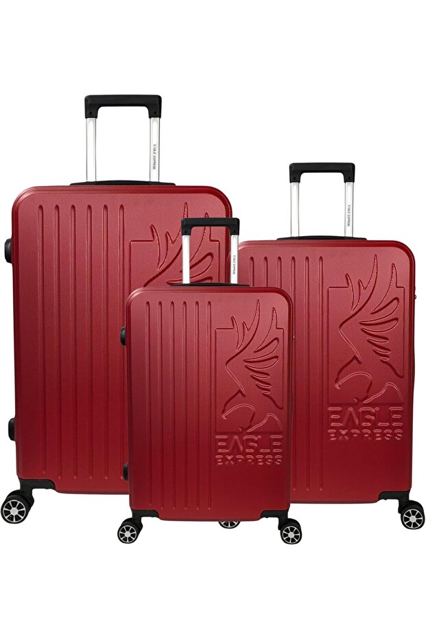 Superior 3-Piece ABS Hard Luggage Set - Burgundy + 1-Year