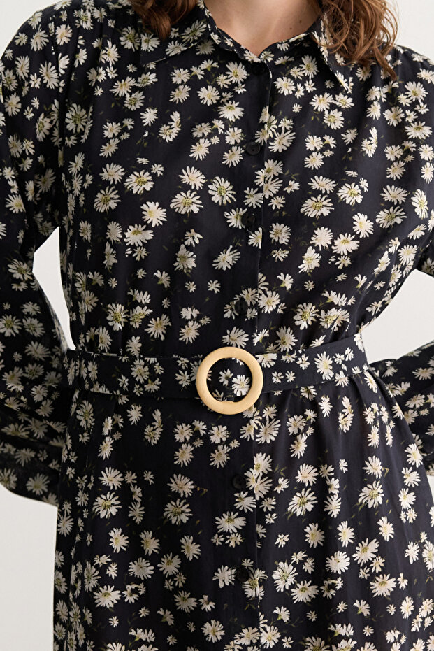 Daisy Patterned Voile Dress - 5