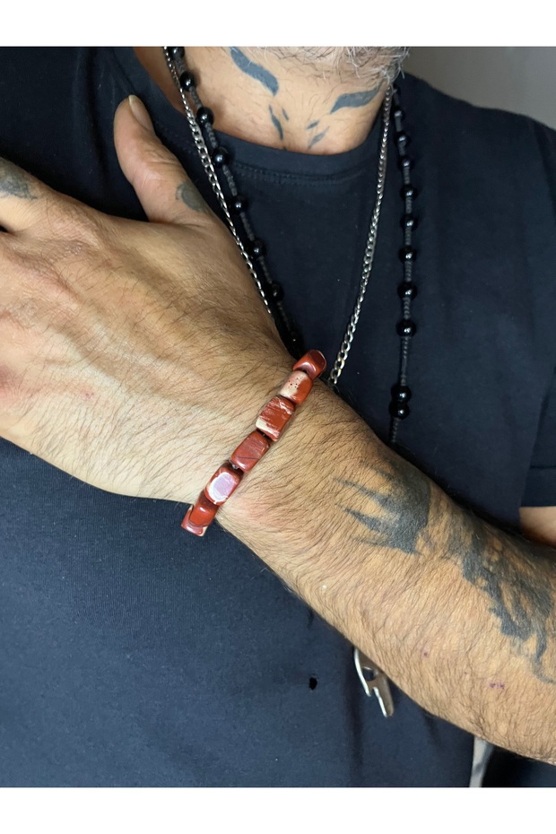 سوار من حجر العقيق الطبيعي مستطيل الشكل - 1