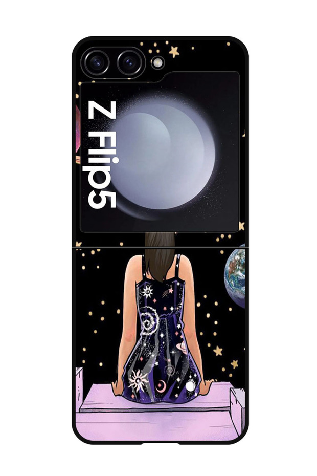 Protective Case Anti Scratch Shock Proof Bumper Cover For Samsung Galaxy Z Flip 5 Girl Watching Star