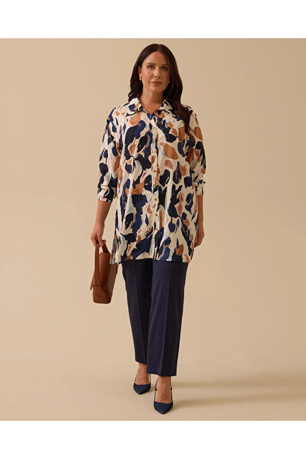 Plus Size Patterned Buttoned Tunic - 2