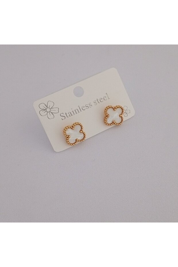 Çelik Gold Yonca Küpe - 4