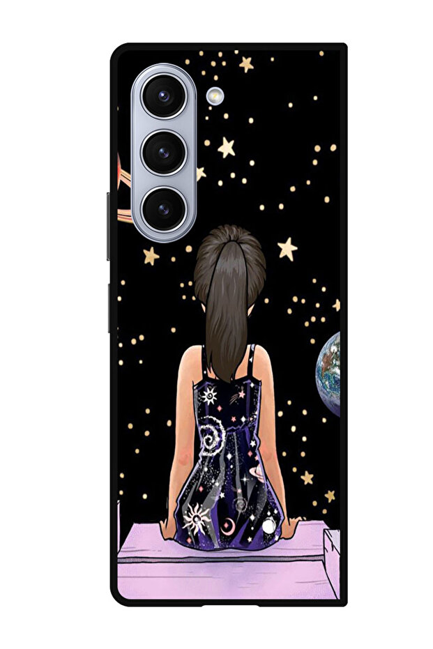 Protective Case Anti Scratch Shock Proof Bumper Cover For Samsung Galaxy Z Fold 5 Girl Watching Star