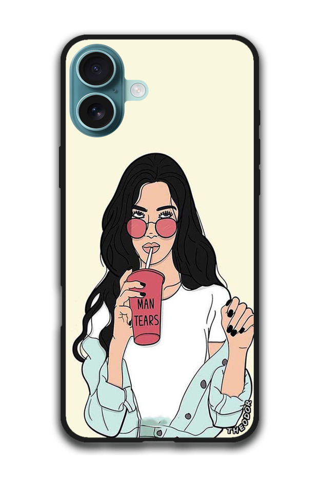 Protective Case Anti Scratch Shock Proof Cover For iPhone 16 Plus (6.7)-inch Girl Drinking Coffee