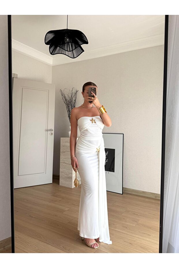 Stella Elegance Beyaz Elbise - 5