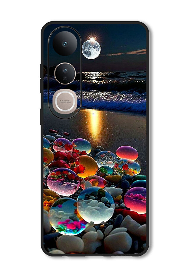 Case Compatible with Vivo V50 Lite Protection Shockproof Bumper Cover Stone Beach