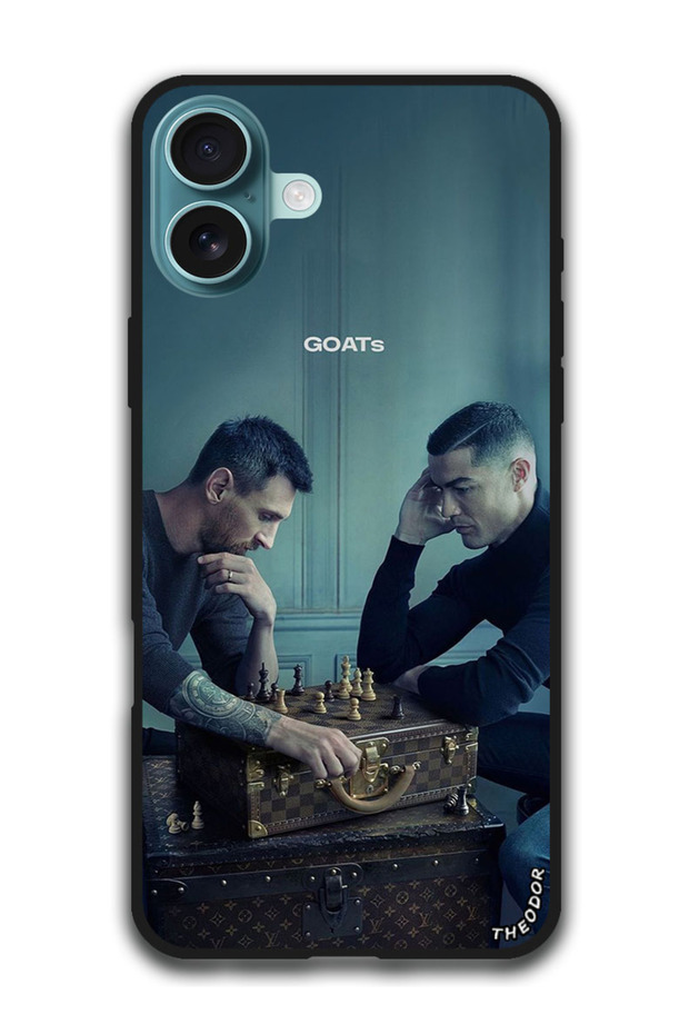 Protective Case Anti Scratch Shock Proof Cover For iPhone 16 Plus (6.7)-inch Messi & Ronaldo Chess