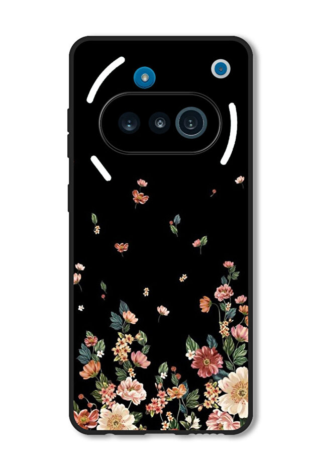 Case Compatible with Nothing Phone 3a Protection Shockproof Bumper Cover Flowers in Black Background