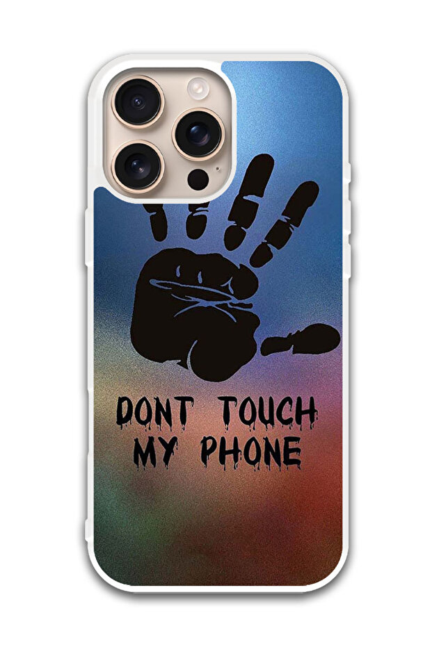 Protective Case Cover For APPLE IPHONE 16 Pro Max Dont Touch My Phone Hand (White Bumper)