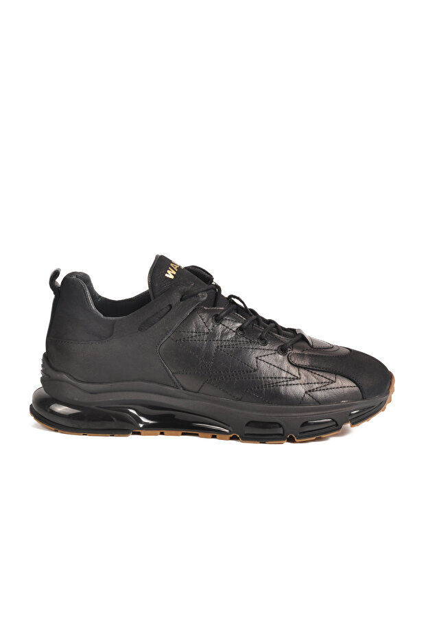 Black Lace-Up Genuine Leather Men's Sports Shoes 2623 m