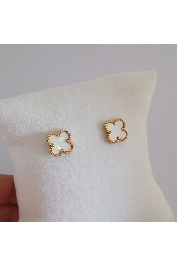 Çelik Gold Yonca Küpe - 1