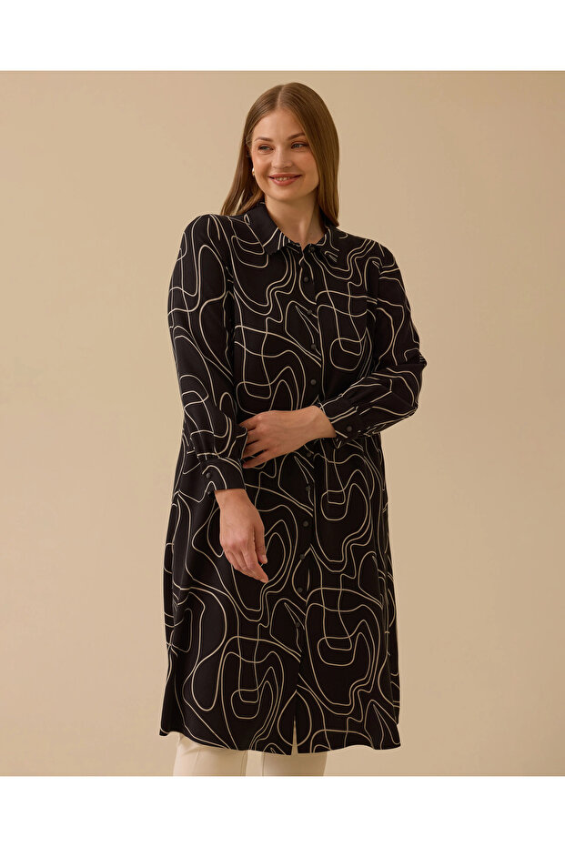 تونيك طويل منقوش مقاس كبير - 3